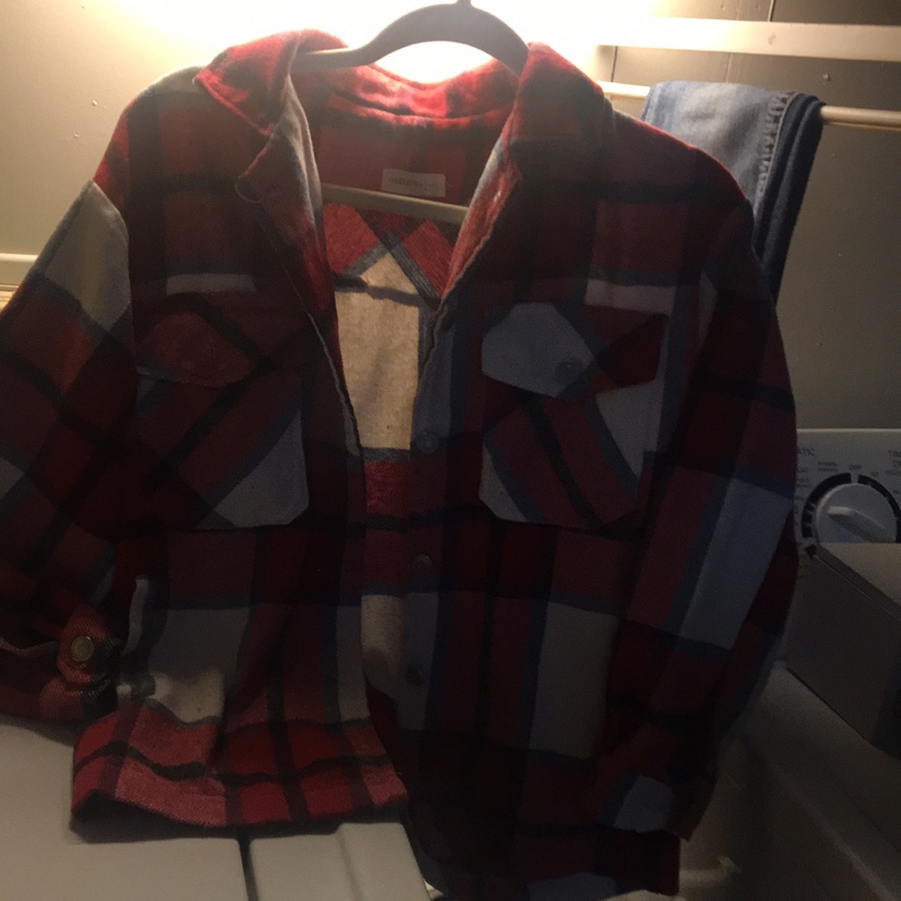 Vintage Plaid Flannel Shirt - Red and Blue